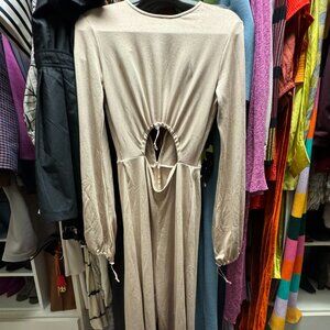 SOLD Zara Cut Out Long Sleeve Beige Jumpsuit